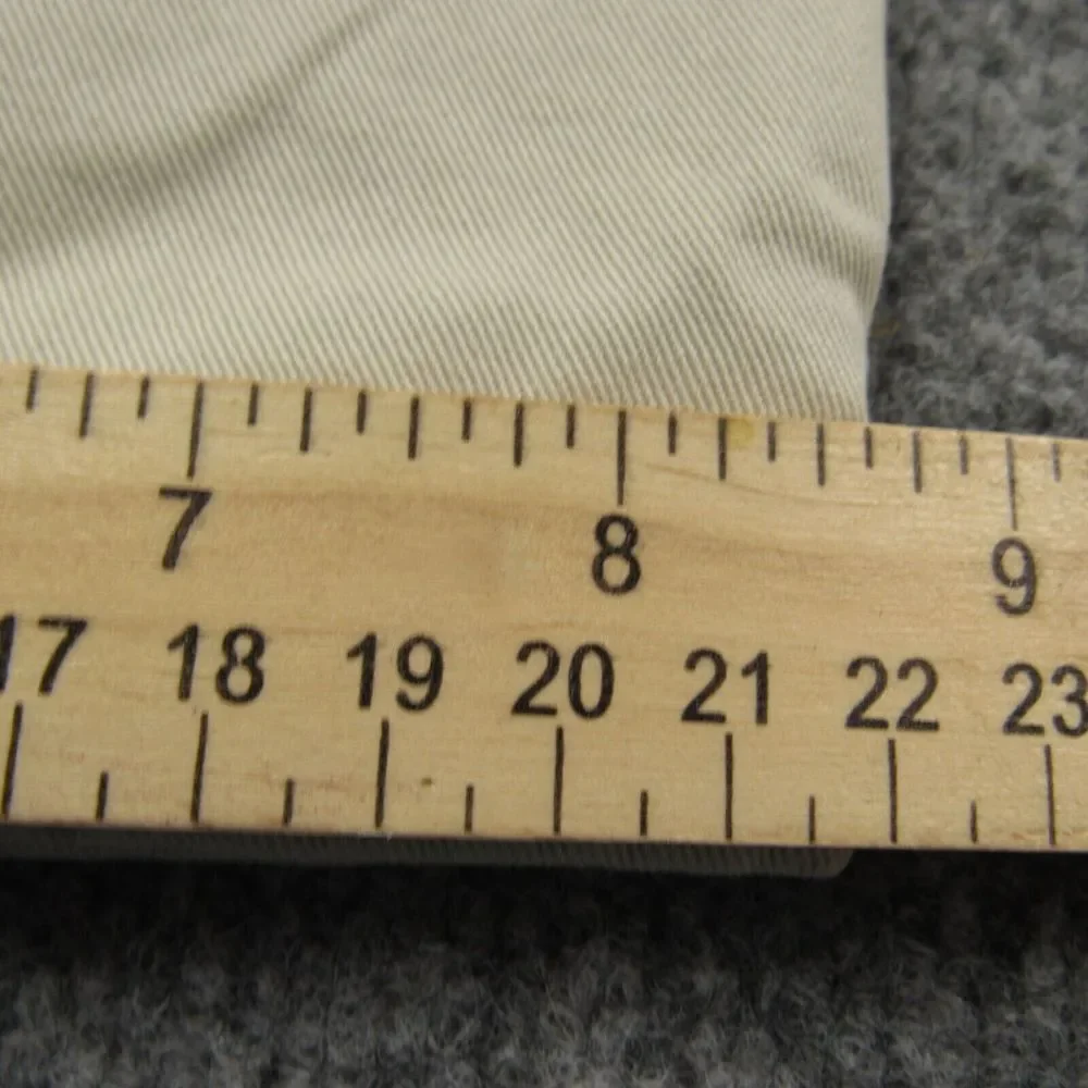 LL Bean Pants Men 36x27 Cream Beige Flannel Lined Pleated Natural‎ Fit Flawed
